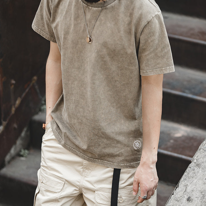 Men's Acid-Washed Short-Sleeve Shirt