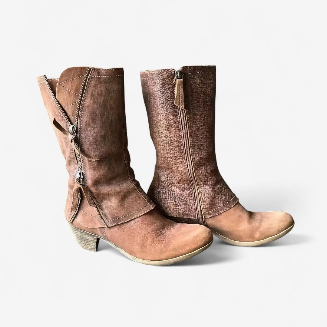 Amparo | Leather Ankle Boots with Wide Heel
