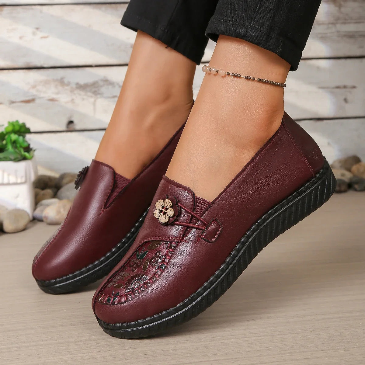Fleur | Floral Leather Loafers
