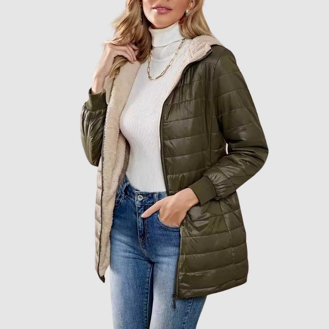 Aimee Women's Coat with a Hood with a Zip and Quilting, photo 5