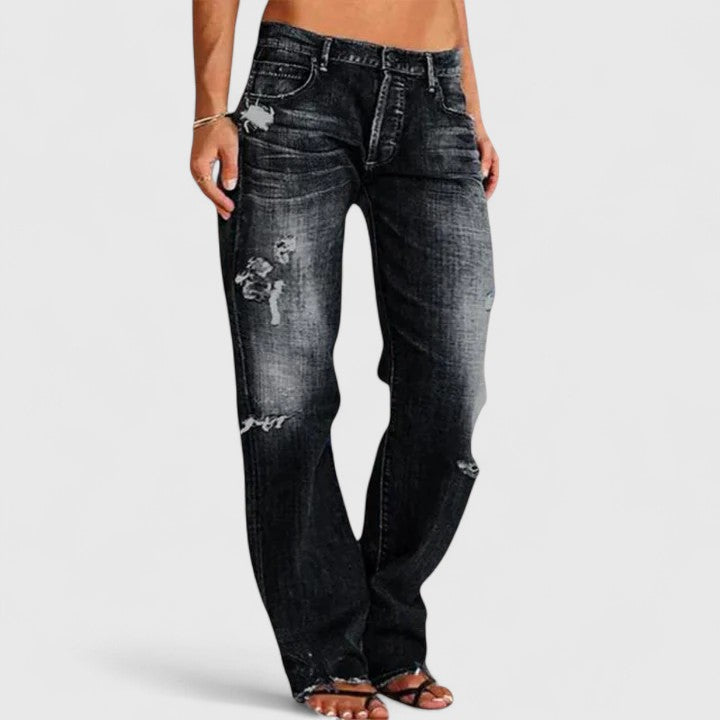 Amber Women's Jeans in Denim with Wide Legs in Blue, photo 3