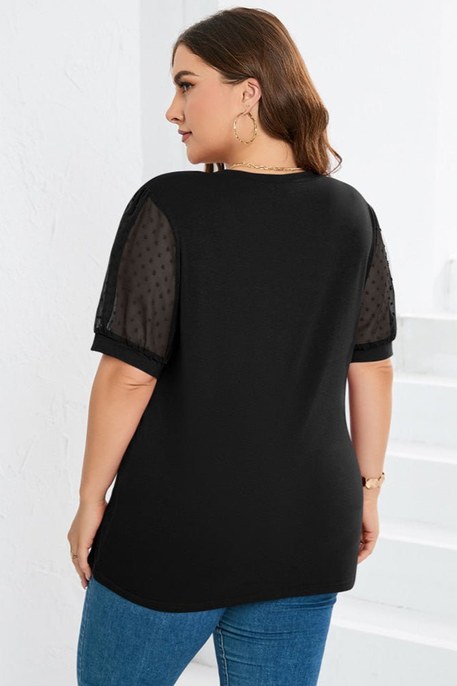 Antonia Women's Blouse with a V-neck with Puff Sleeves and Polka Dots, photo 8