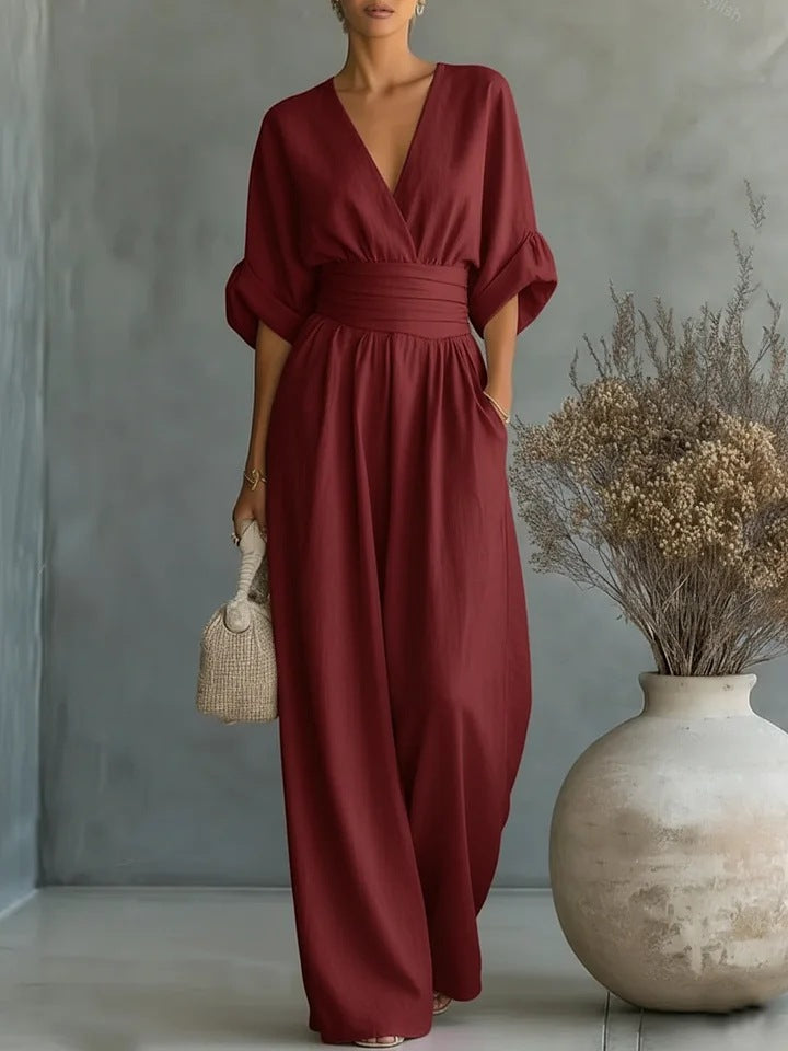 Aurora Women's Wrap Maxi Jumpsuit with Wide Legs, photo 4