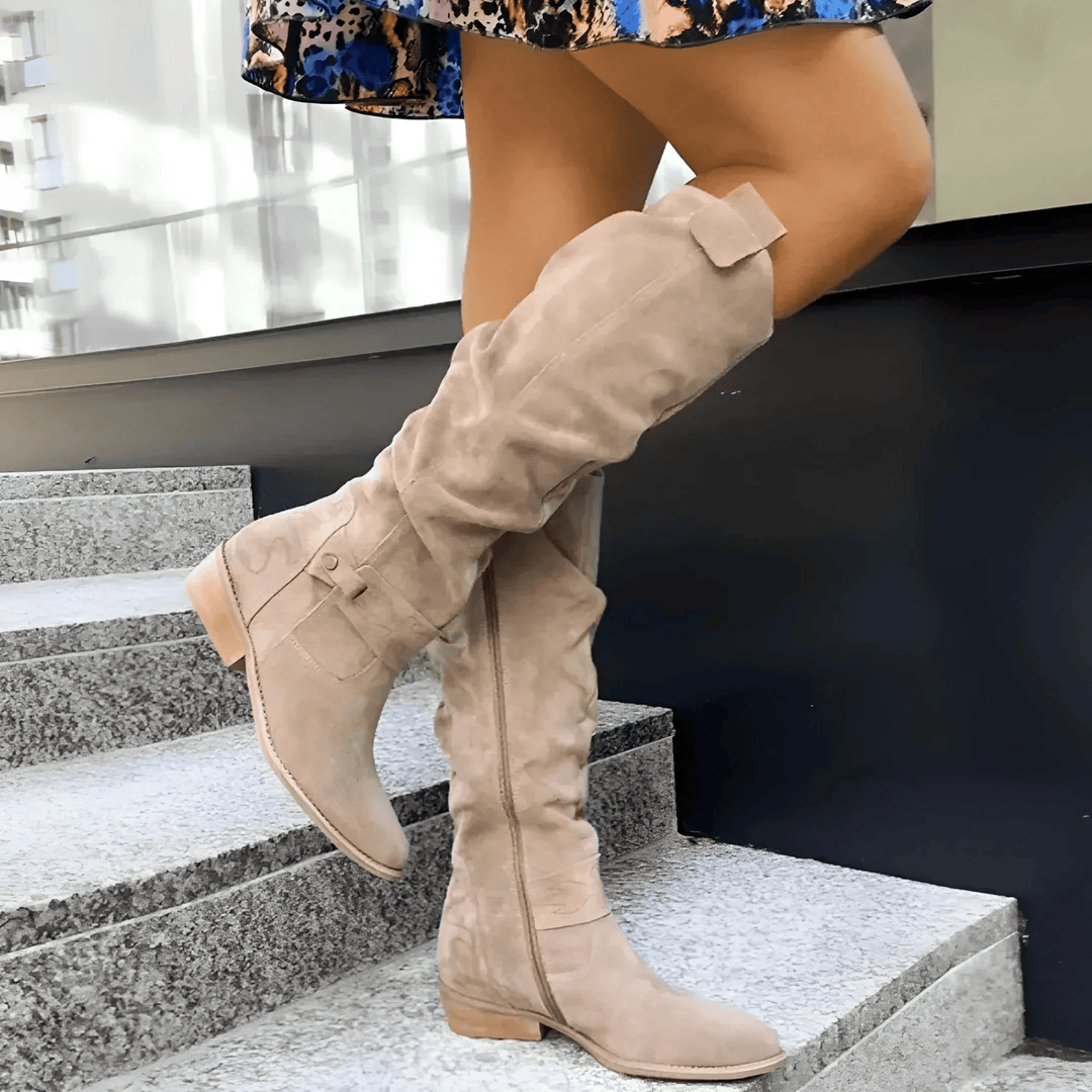 Belinda Women's Boots in Suede with a Zip and a Block Heel, photo 1