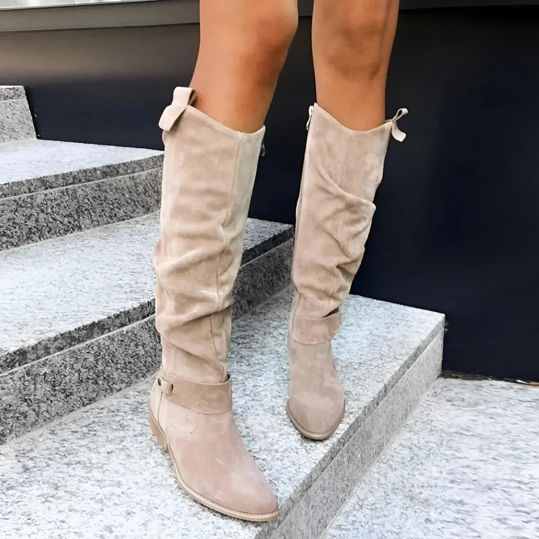 Belinda Women's Boots in Suede with a Zip and a Block Heel, photo 2