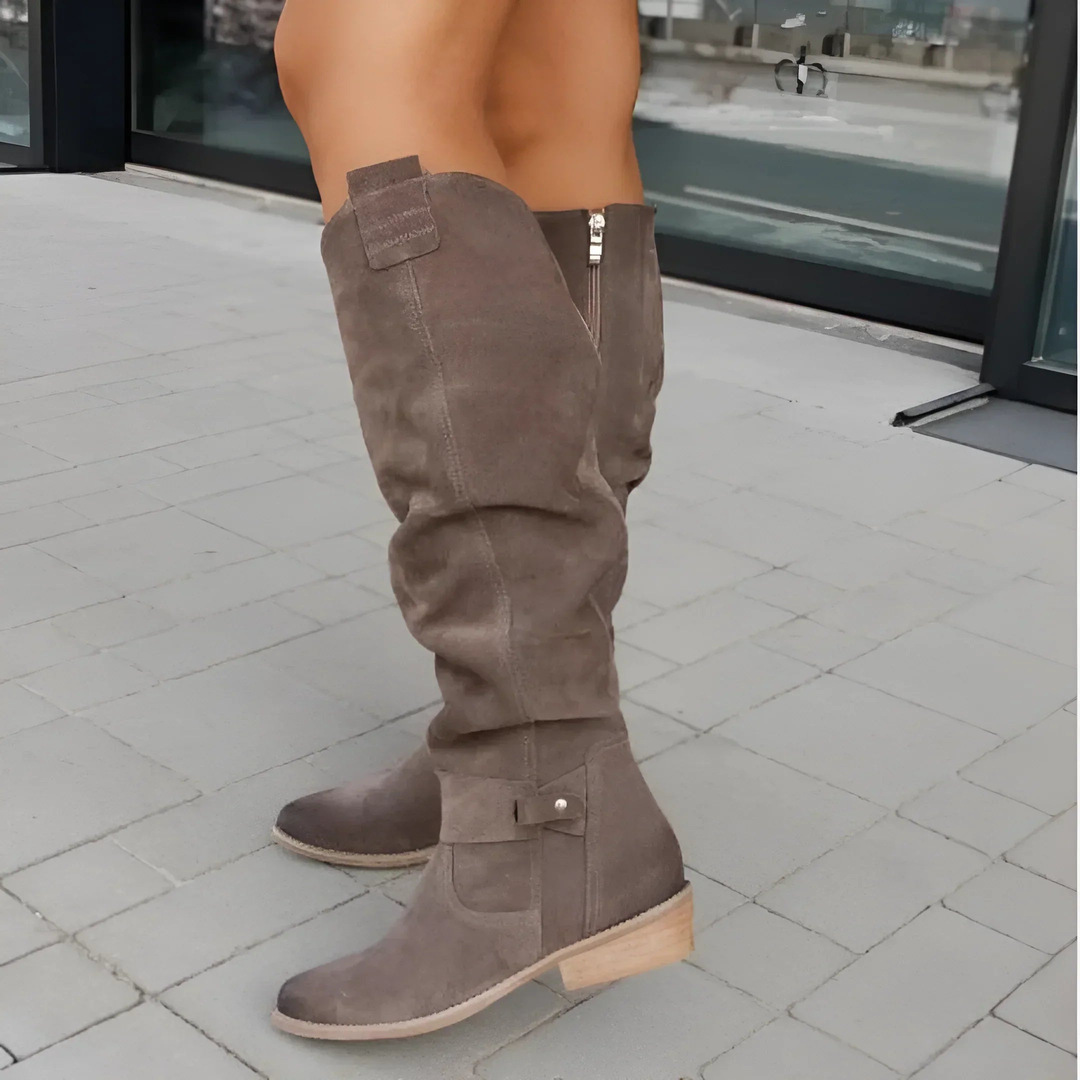 Belinda Women's Boots in Suede with a Zip and a Block Heel, photo 3