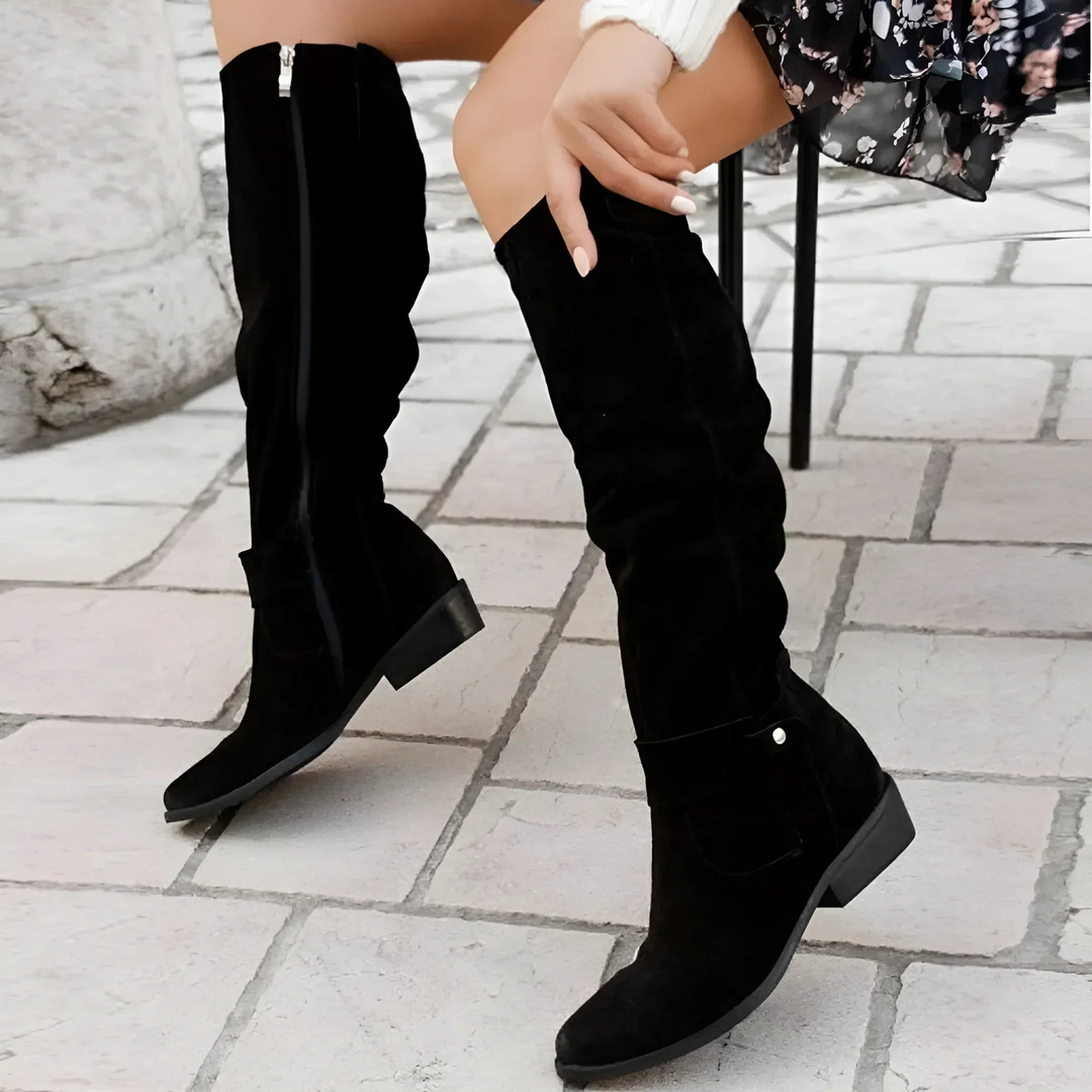 Belinda Women's Boots in Suede with a Zip and a Block Heel, photo 6