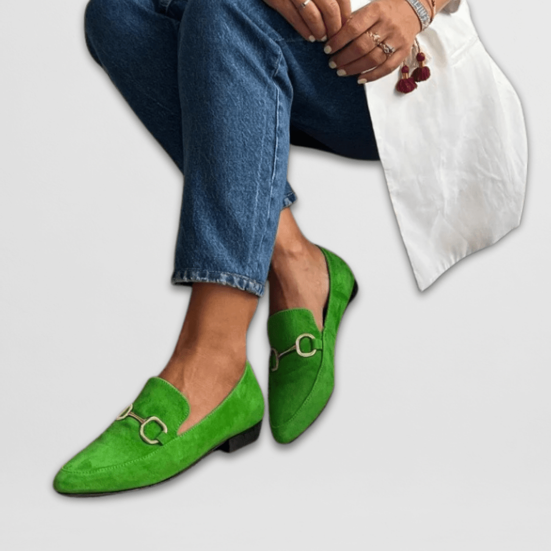 Carmen Women's Loafers with a Flat Sole in Green, photo 1
