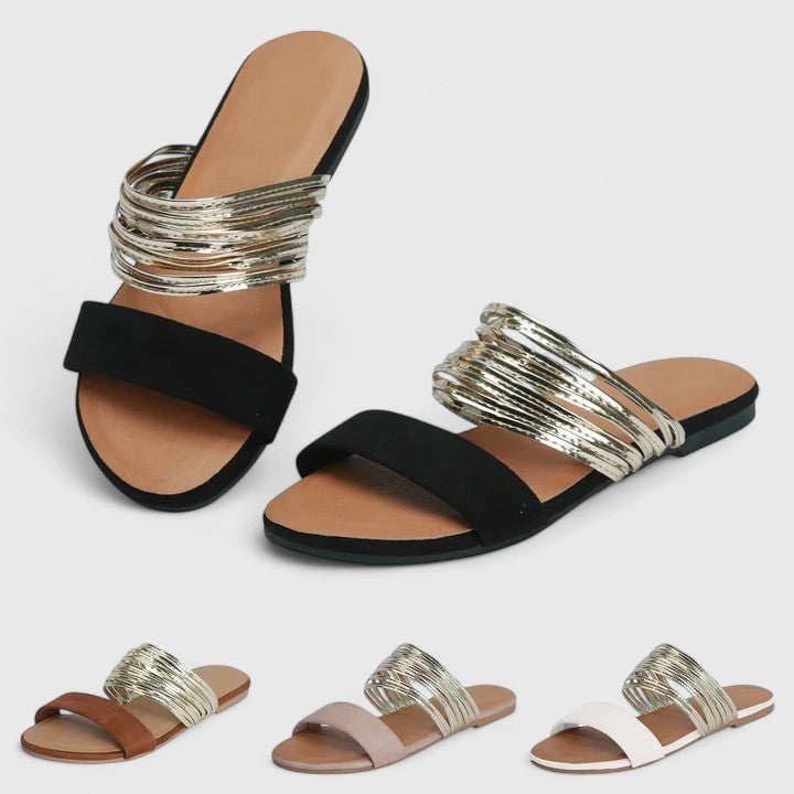 Cindy Women's Sandals with a Flat Sole in White, photo 2