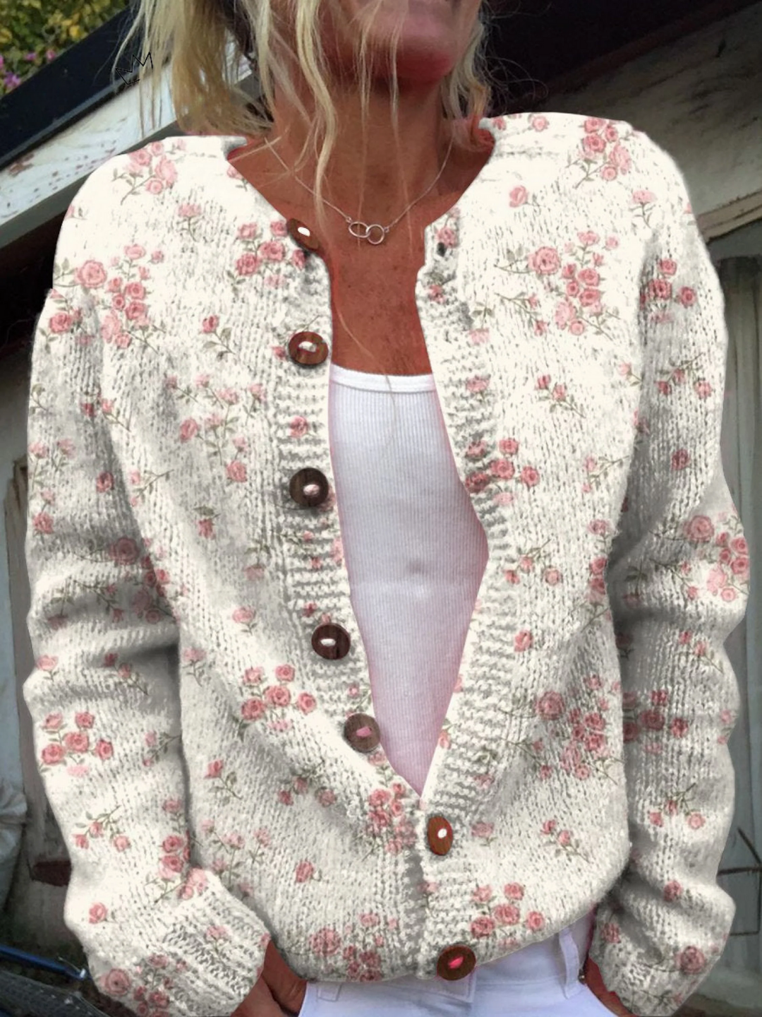 Colleen Women's Cardigan in Knit in a Relaxed Fit with a Floral Print, photo 1