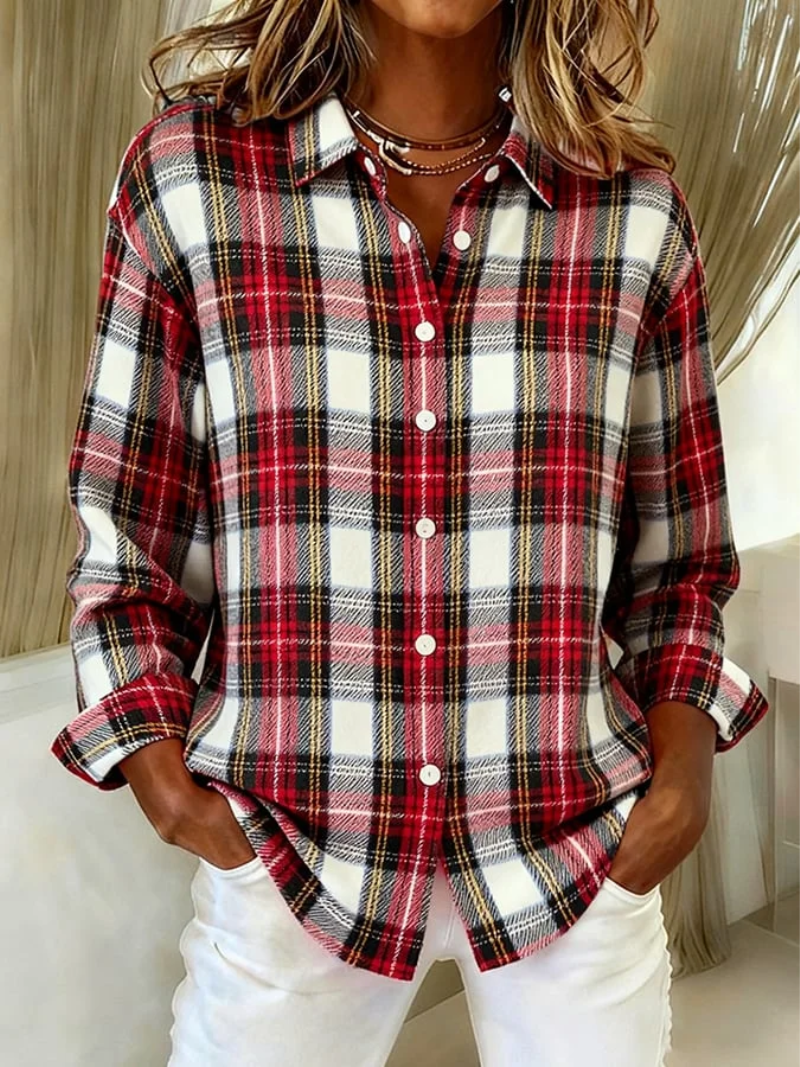 Dora Women's Cardigan with a Collar with Buttons and a Check Pattern in Multi, photo 1