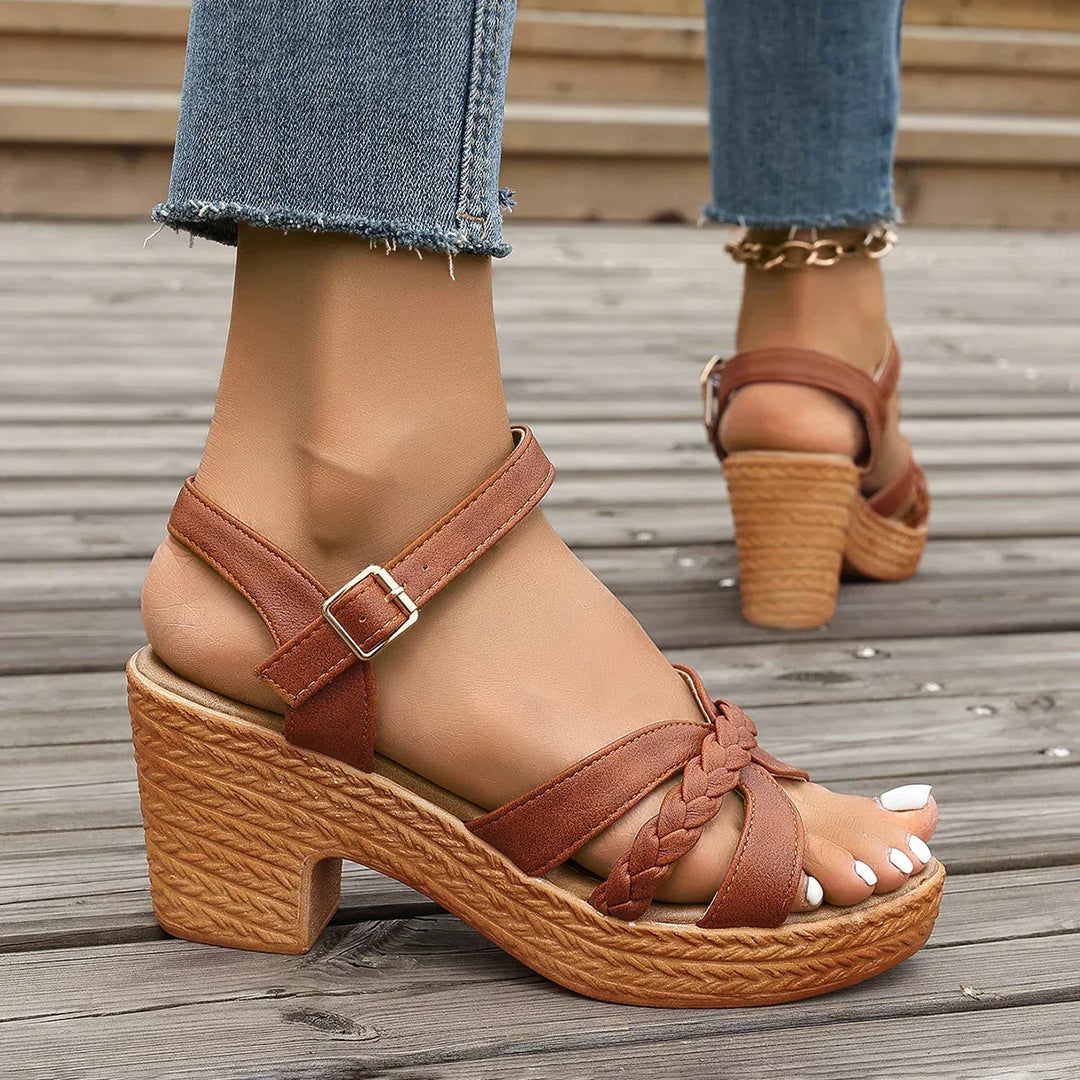 Eve Women's Sandals with a Buckle and a Block Heel, photo 4