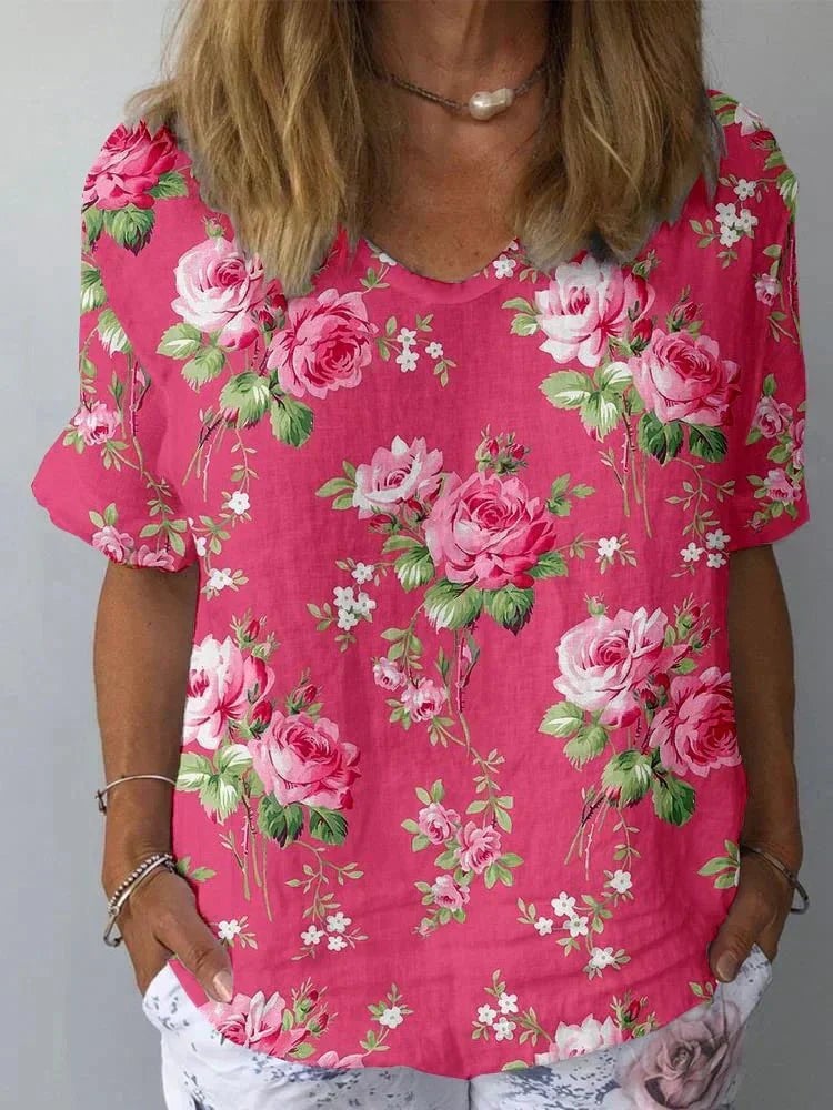 Grace Women's Shirt in a Relaxed Fit with a V-neck and a Floral Print, photo 2