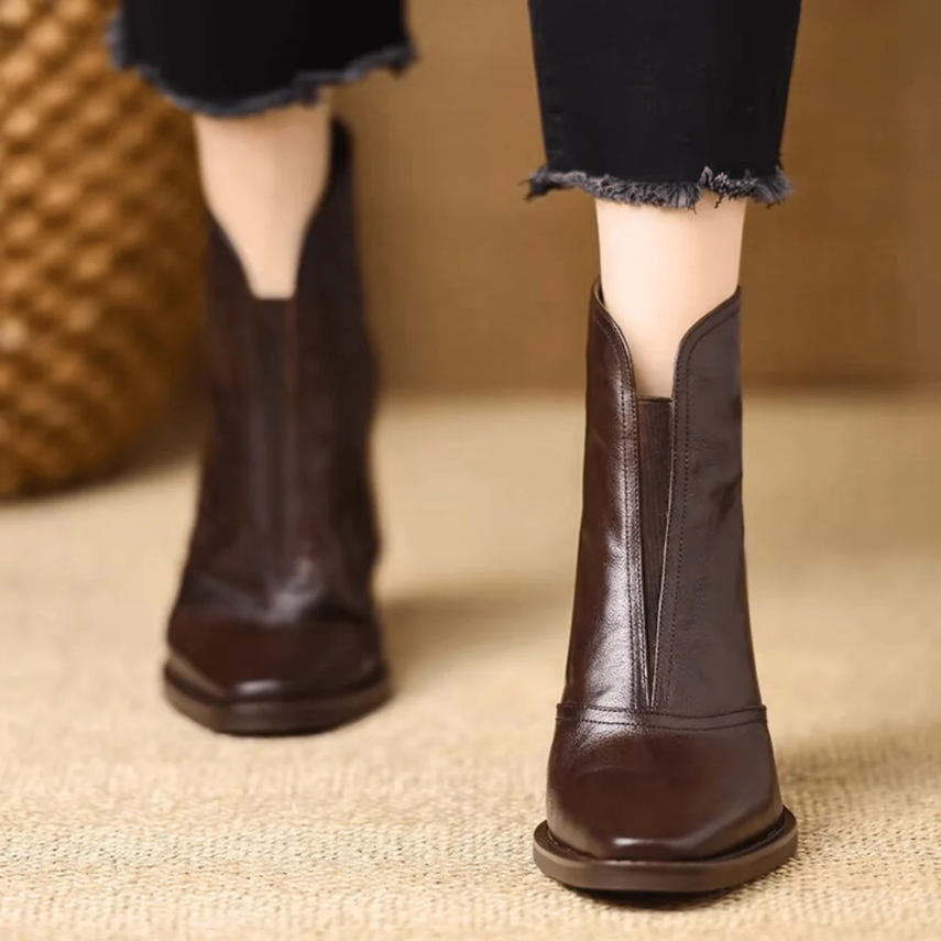 Jolene Women's Leather Ankle Boots with V Cut, photo 3