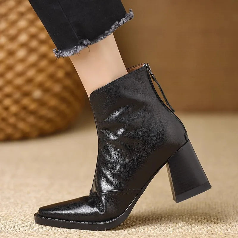 Jolene Women's Leather Ankle Boots with V Cut, photo 6