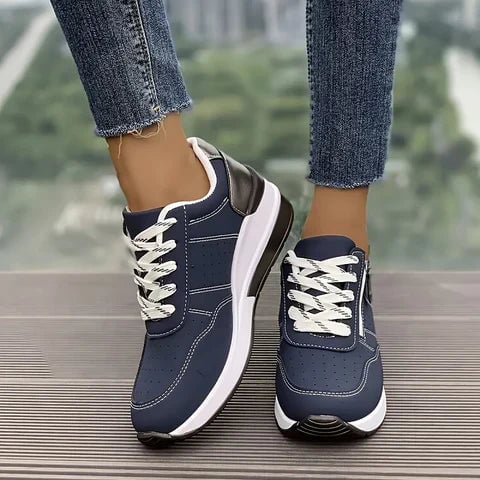Joy Women's Sneakers with Laces and a Wedge Heel in Blue, photo 2