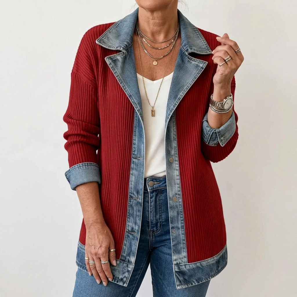 Kelly Women's Sweater in Ribbed Knit with Lapels and Pockets, photo 5