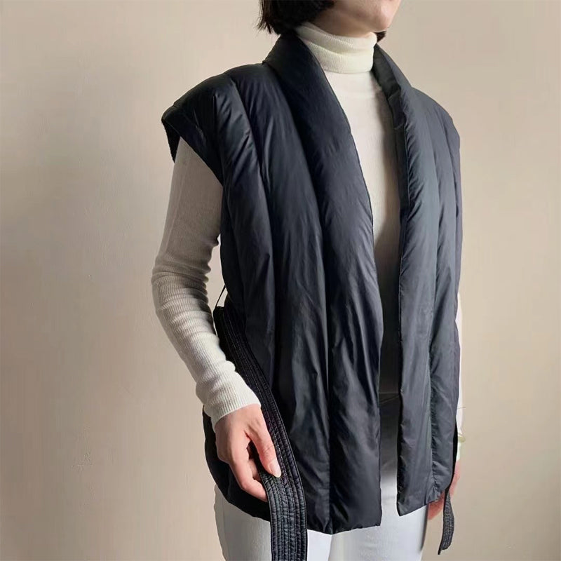 Lottie Women's Puffer Jacket with a Wrap Front Sleeveless and Quilting, photo 6