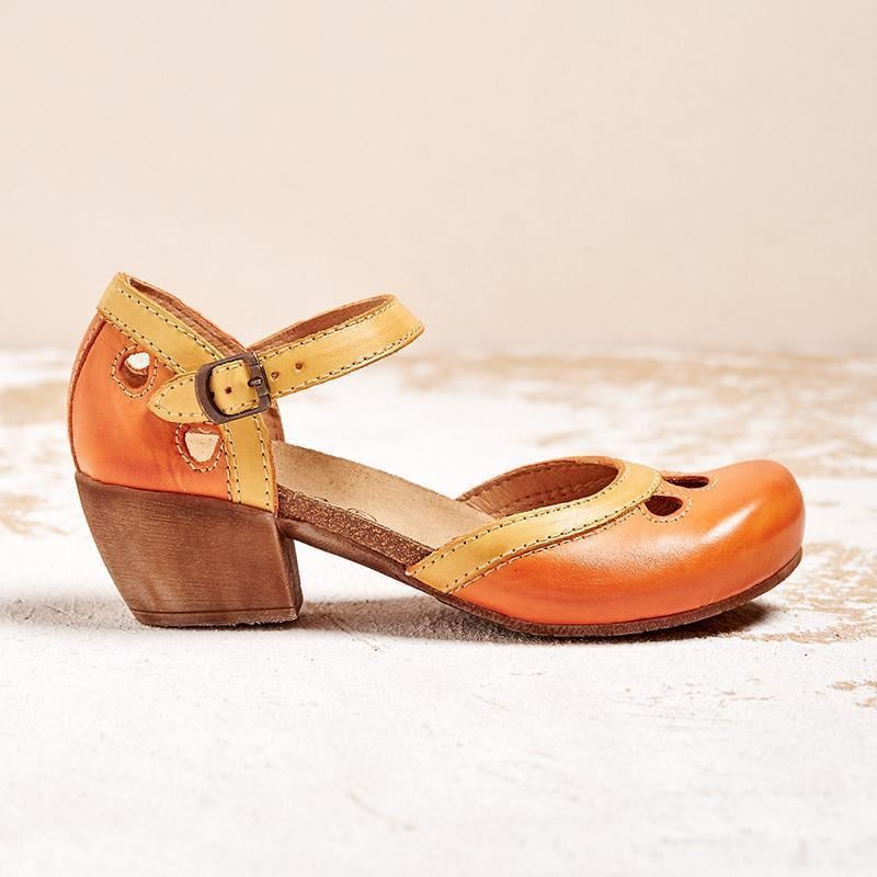 Maya Women's Mary Jane Shoes with a Buckle and a Block Heel and Colour Blocking, photo 4