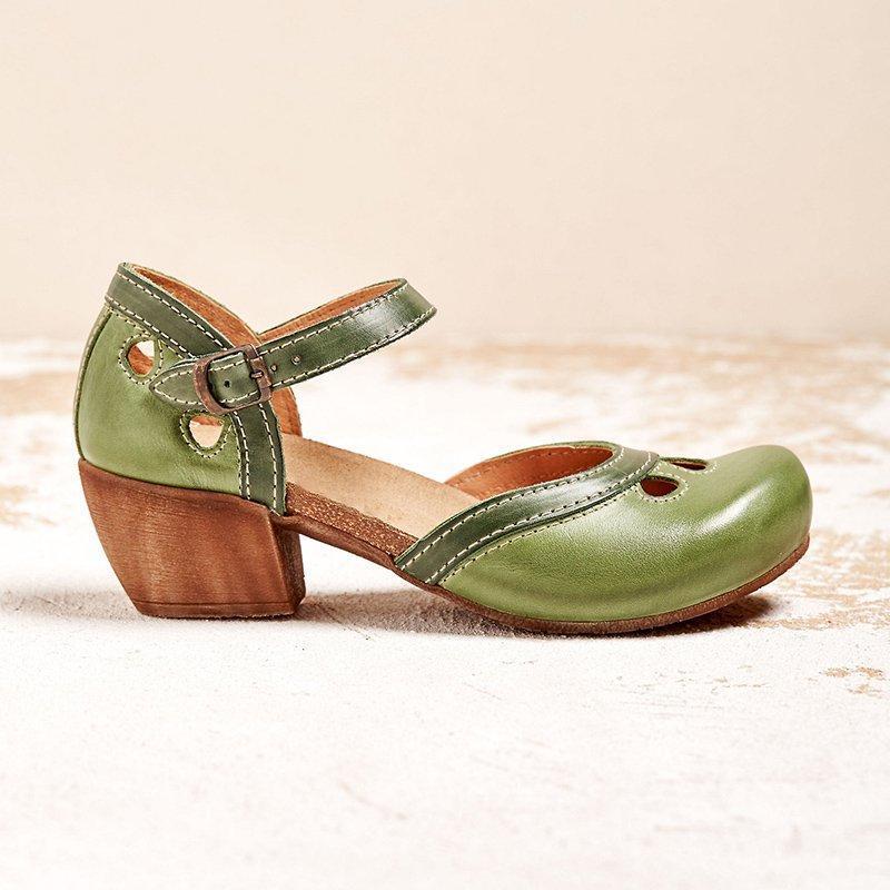 Maya Women's Mary Jane Shoes with a Buckle and a Block Heel and Colour Blocking, photo 8