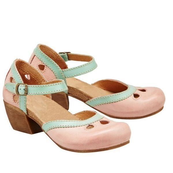 Maya Women's Mary Jane Shoes with a Buckle and a Block Heel and Colour Blocking, photo 9