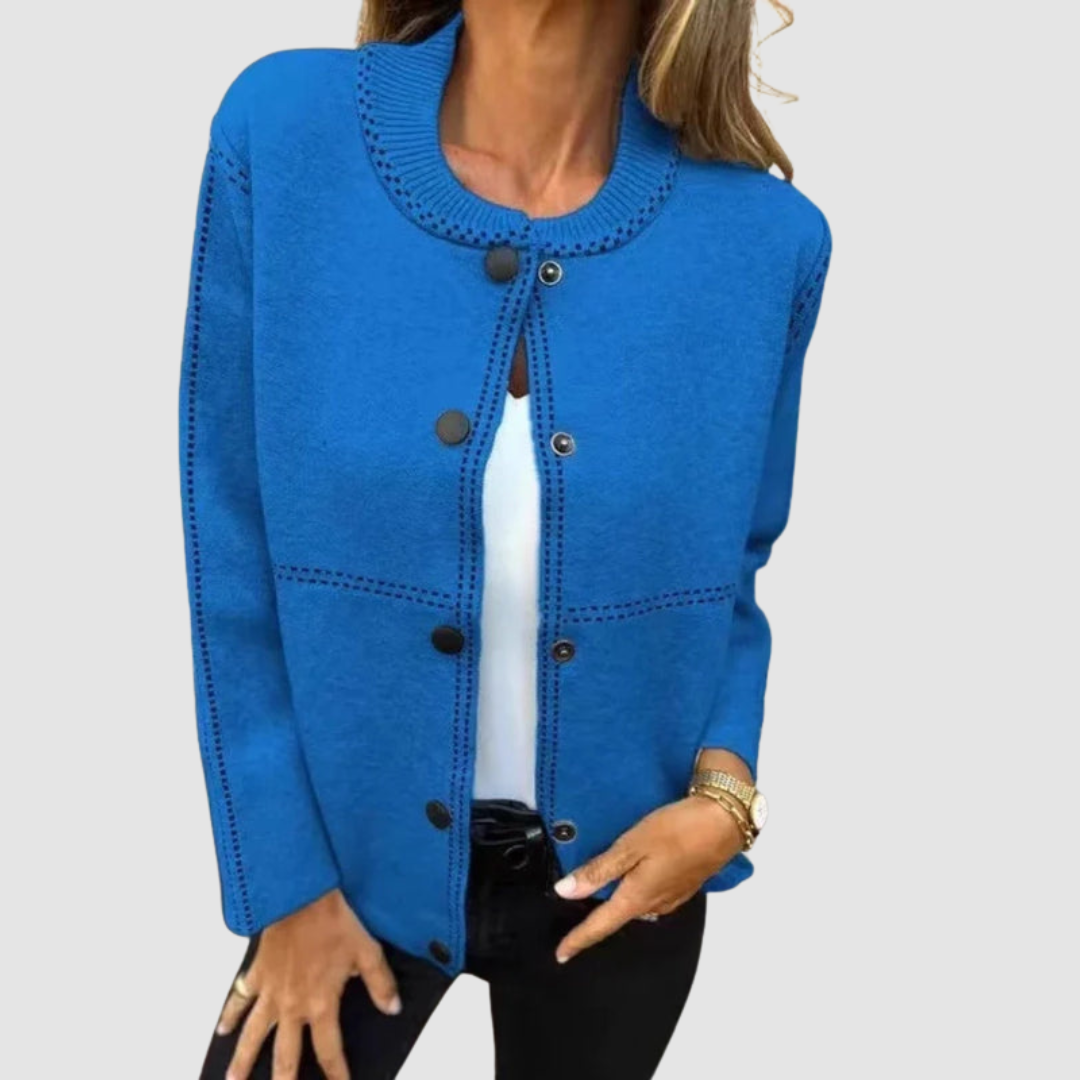 Melissa Women's Jacket with a Round Neck with Buttons and Pockets, photo 10