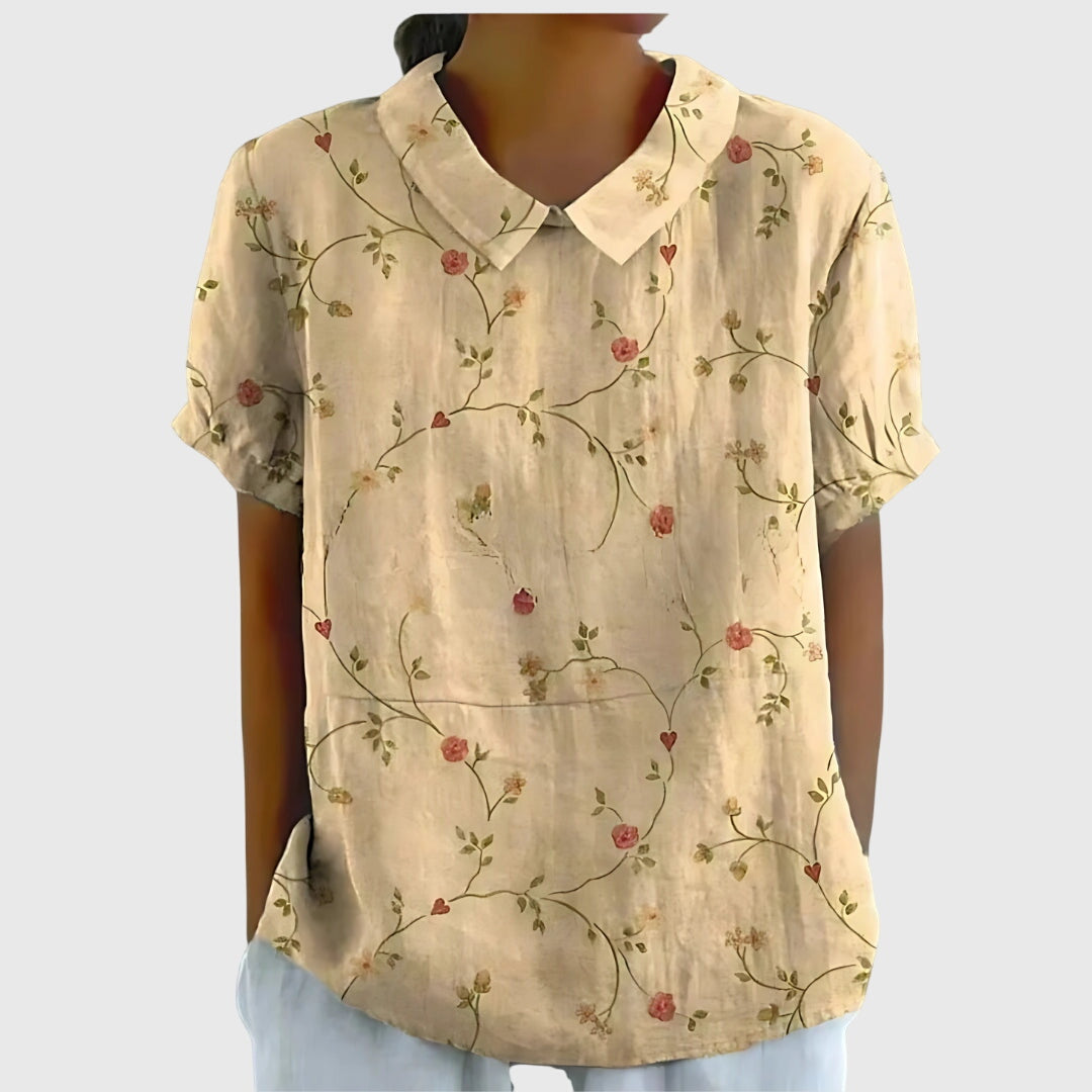 Monica Women's Blouse in a Relaxed Fit with a Floral Print in Yellow, photo 3