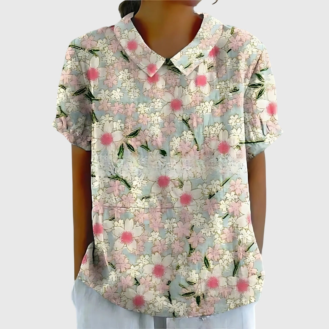 Monica Women's Blouse in a Relaxed Fit with a Floral Print in Yellow, photo 6