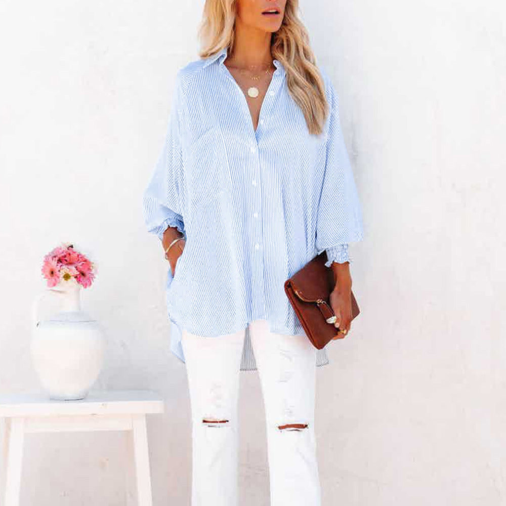 Nessa Women's Shirt in an Oversized Fit with Buttons and Stripes, photo 6