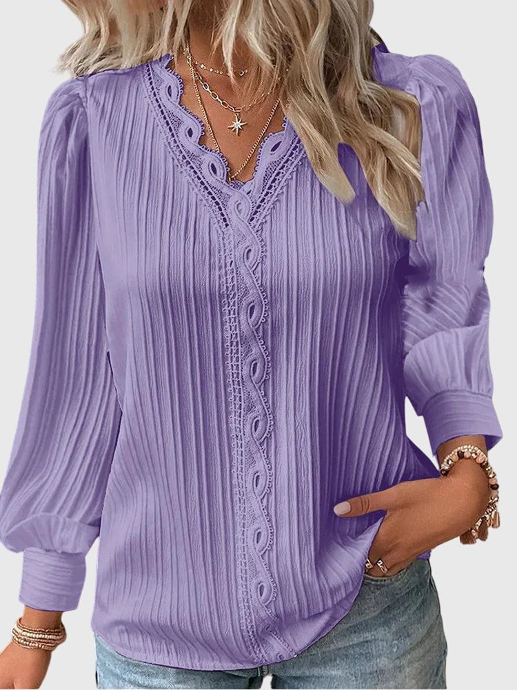 Nola Women's Sweater with a V-neck and Lace, photo 2