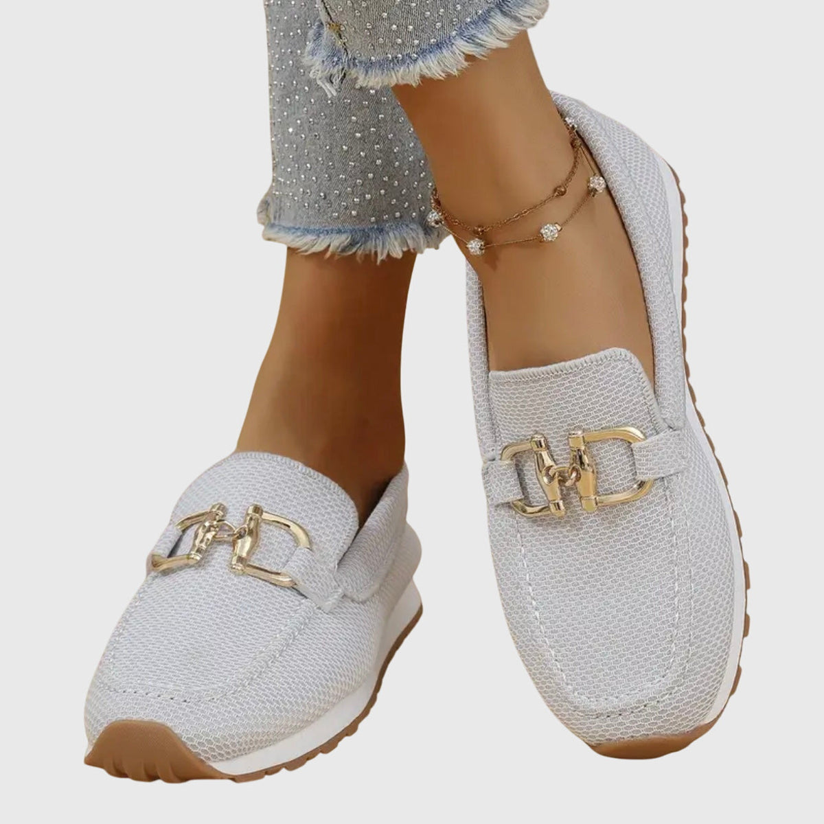 Sabine Women's Knit Loafer Sneakers with Buckle, photo 3
