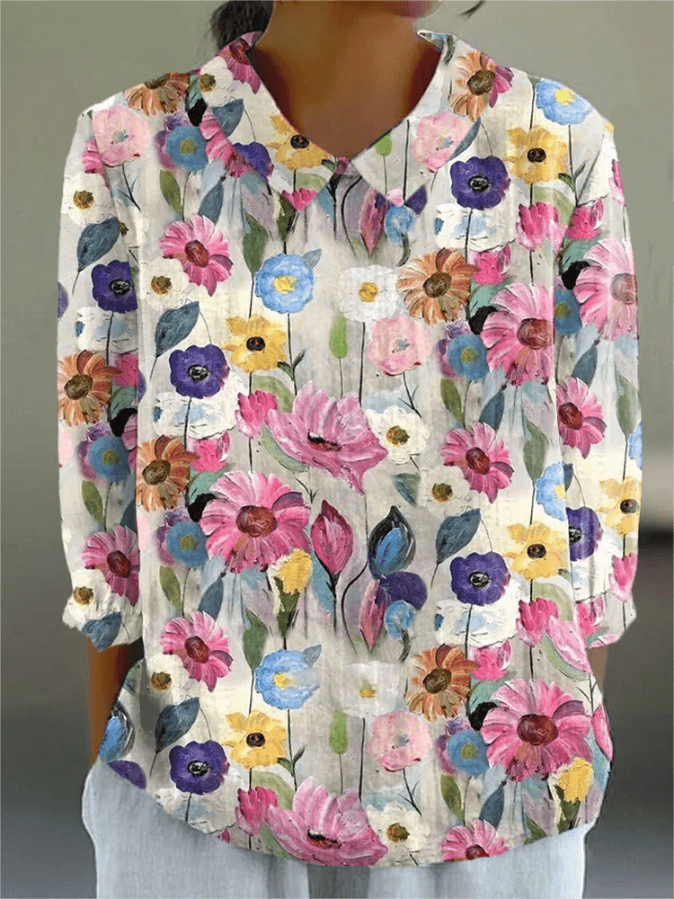 Sharon Women's Top with Short Sleeves and a Floral Print, photo 1