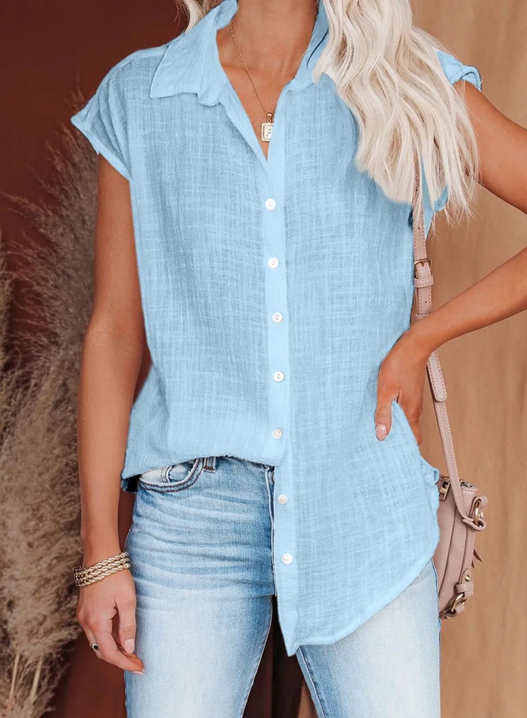 Sylvia Women's Blouse in a Relaxed Fit with a Classic Collar with Buttons, photo 1