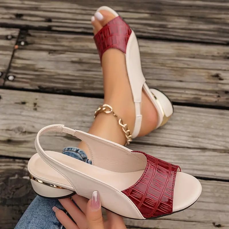 Xenia Women's Sandals with a Wedge Heel in Red, photo 2