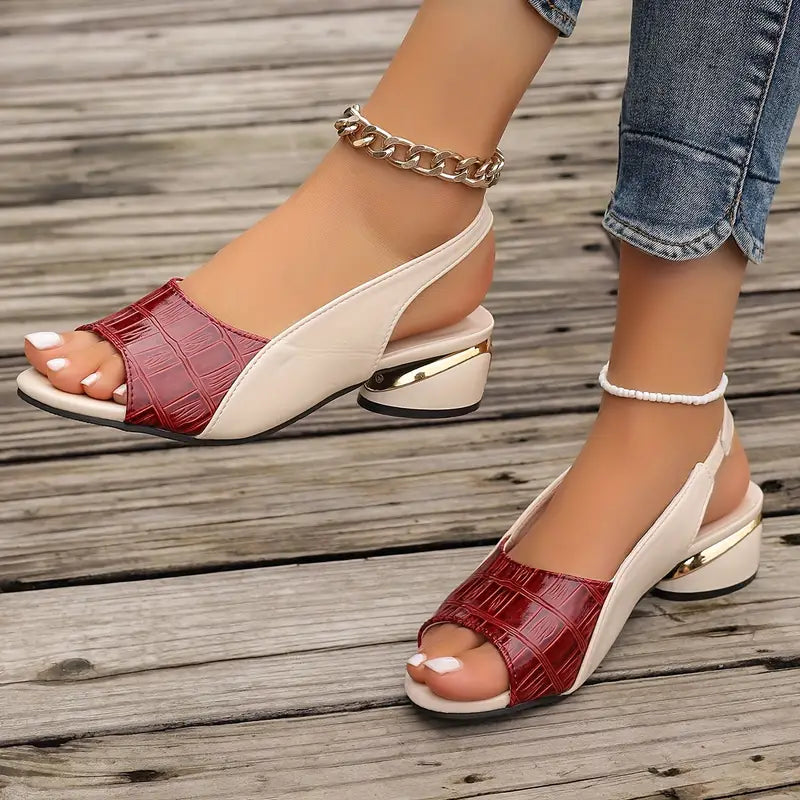 Xenia Women's Sandals with a Wedge Heel in Red, photo 3