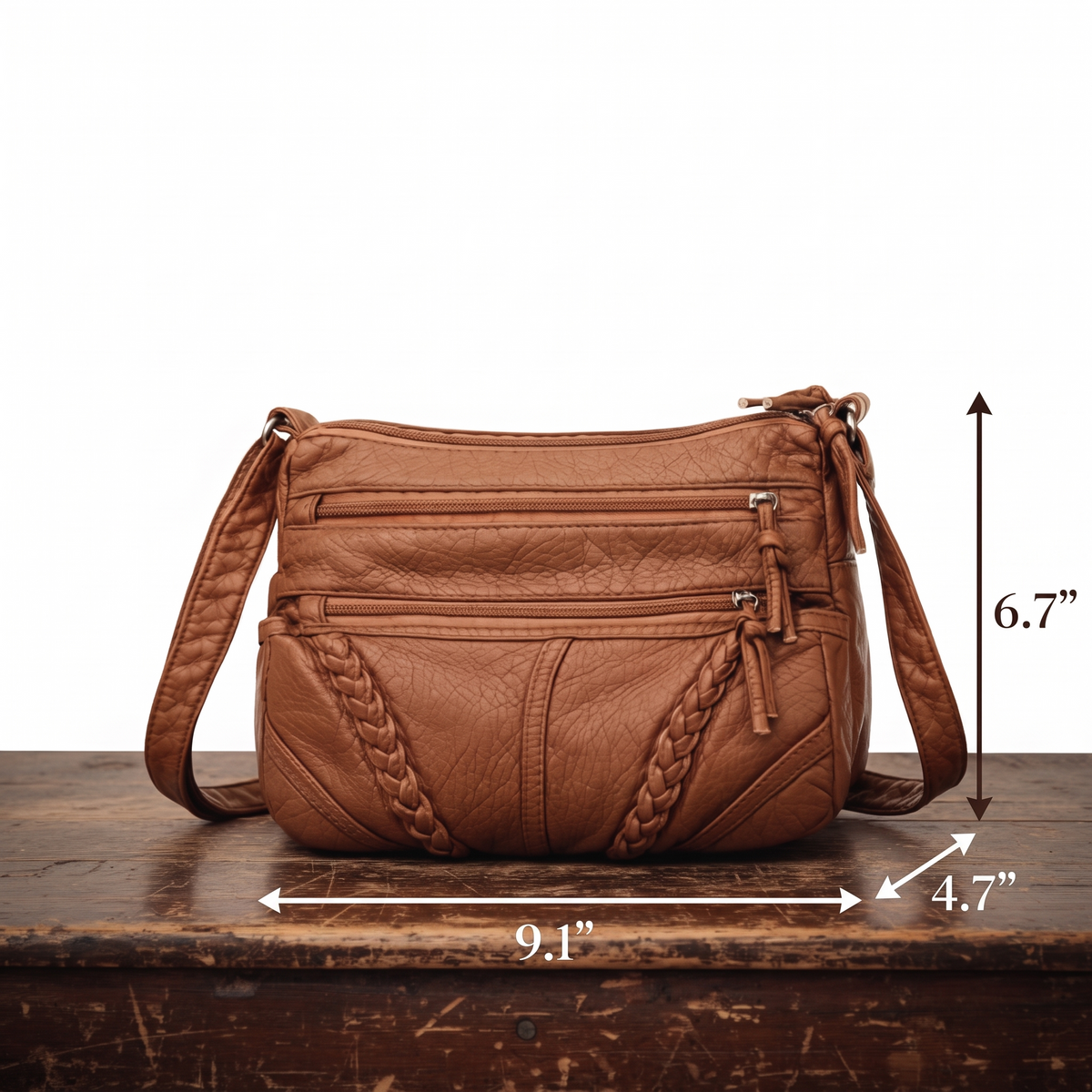 Zara Braided Leather Shoulder Bag with Flap, photo 3