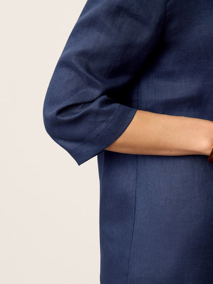 Ottilie | Linen Top with Asymmetric Collar and Inverted Pleat photo 7