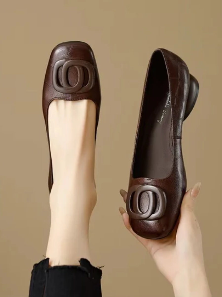 Erin | Leather Square Toe Ballet Flats photo 2
