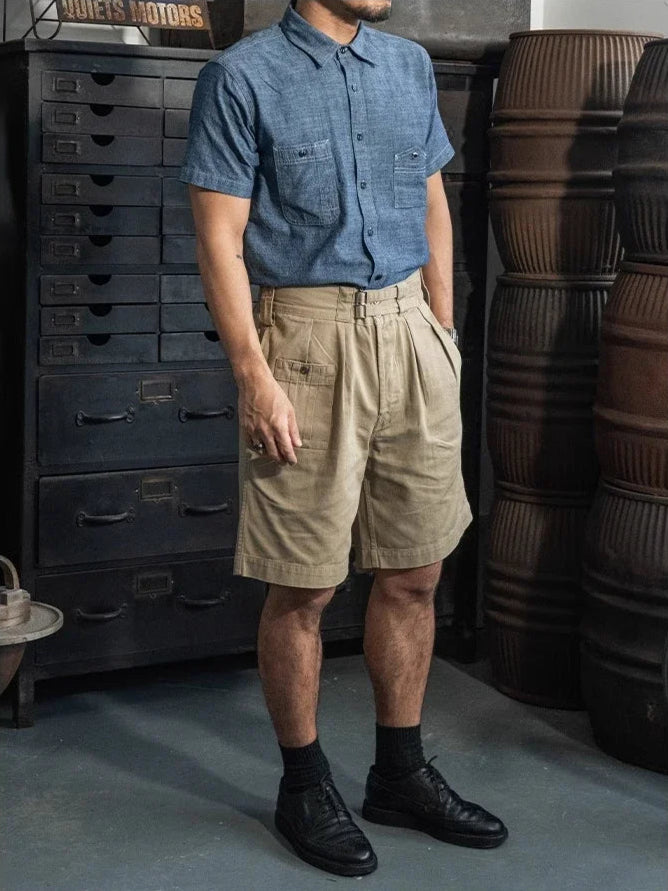 Men's Twill Pleated Shorts