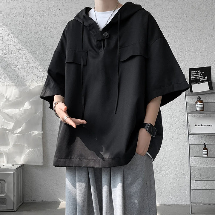 Men's Short-Sleeve Hooded Shirt