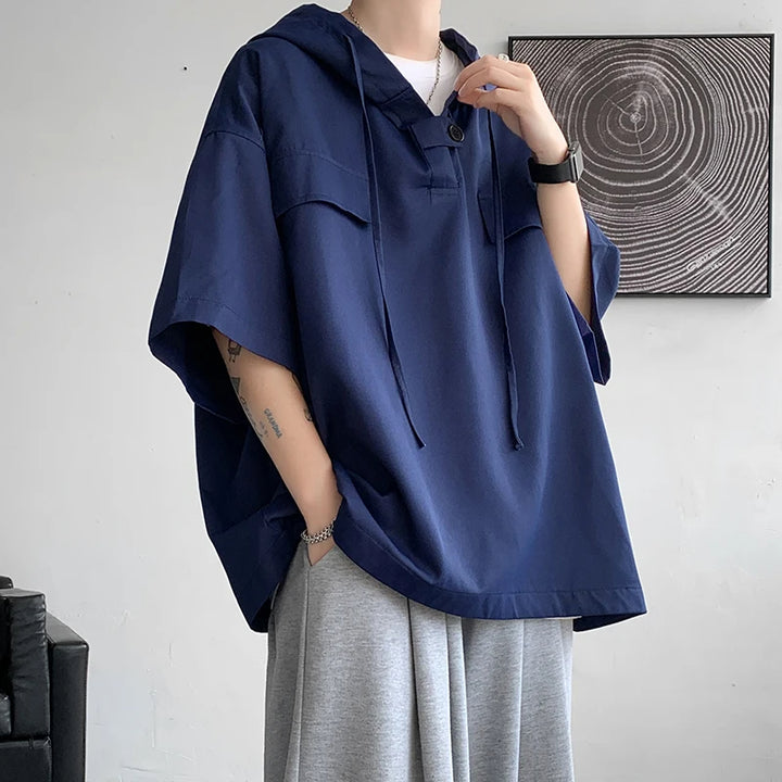 Men's Short-Sleeve Hooded Shirt