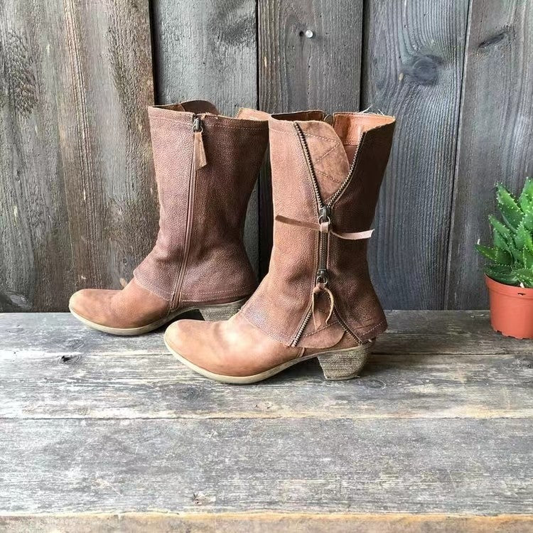 Amparo | Leather Ankle Boots with Wide Heel photo 4