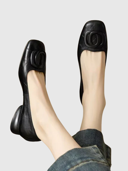 Erin | Leather Square Toe Ballet Flats photo 3