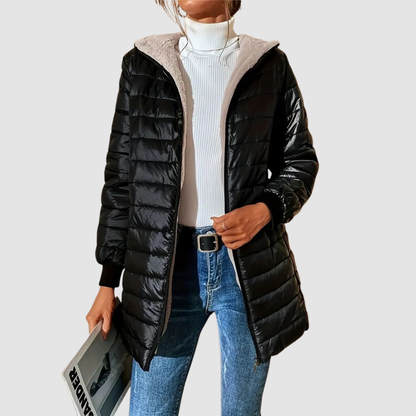 Aimee Women's Coat with a Hood with a Zip and Quilting, photo 2