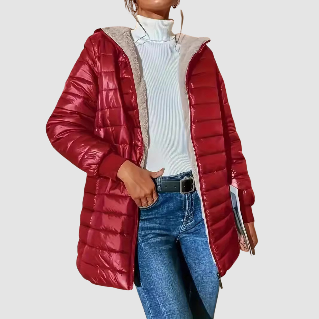 Aimee Women's Coat with a Hood with a Zip and Quilting, photo 4