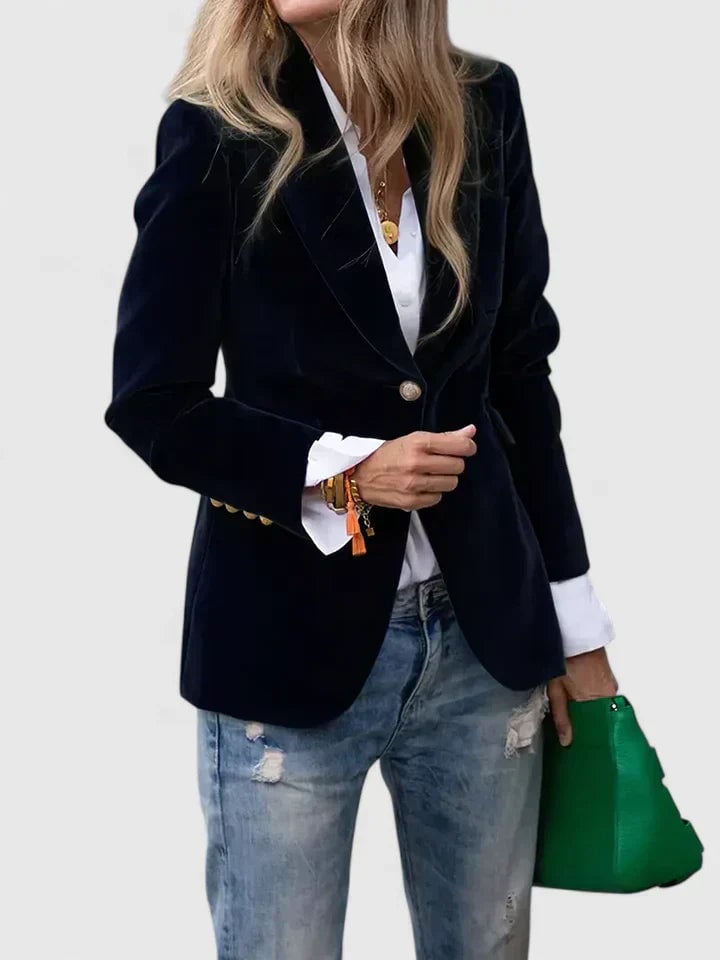 Ainsley Women's Blazer with Lapels with Buttons in Black, photo 1