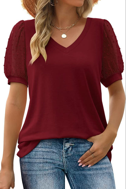 Antonia Women's Blouse with a V-neck with Puff Sleeves and Polka Dots, photo 3