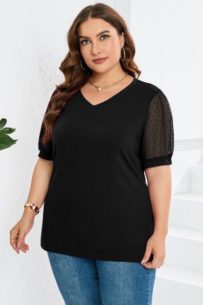 Antonia Women's Blouse with a V-neck with Puff Sleeves and Polka Dots, photo 9