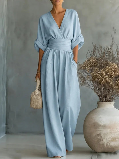 Aurora Women's Wrap Maxi Jumpsuit with Wide Legs, photo 2