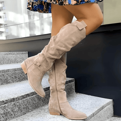Belinda Women's Boots in Suede with a Zip and a Block Heel, photo 1